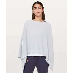 Lululemon Forward Flow Cape Wrap Poncho Cashmere Blend Silver Gray One Size NEW - Picture 1 of 9