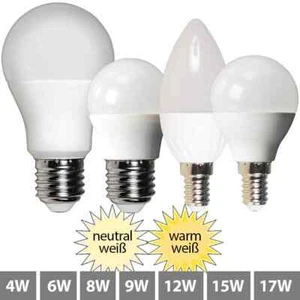 E27 E14 LED Leuchtmittel Lampe Kugellampe Kerze Birne 4W 6W 8W 9W 12W 15W 17W - Bild 1 von 21