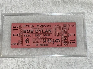 BOB DYLAN 1966 ORIGINAL UNBENUTZT PINK KONZERT GIG TICKET SYRIEN MOSCHEE PA The Band - Bild 1 von 7
