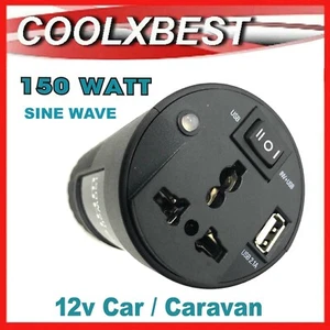 CAR POWER INVERTER 150W AU SOCKET USB 12V DC 240V AC CONVERTER LAPTOP TV TABLET - Picture 1 of 5