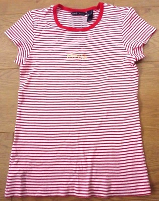 Mango MNG T shirt Ladies Short Sleeve Red Stripe Cotton Size UK 10 EUR M - Image 1 of 4