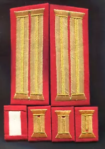 German WW1 Officer's Collar Tabs & Cuff Bars Gold on Red Wool - Picture 1 of 1