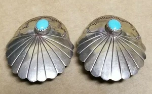 Vintage Navajo Ohrclips Sterlingsilber & Türkis - Bild 1 von 4