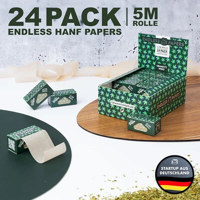 GRANNY'S WEED 24x Granny's® Organic Hanf Endless Papers | 45mm Breite(5 Meter)| aus Hanfpapier