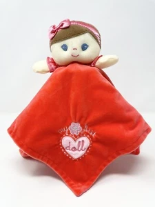 Baby Starters Pink My First Doll Security Blanket Lovey Brown Hair Rattle Satin - Picture 1 of 15