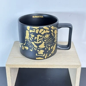 Starbucks Matte Black Gold Sumatra Tiger Print Ceramic Mug Cup Handle 14oz 2016 - Bild 1 von 9