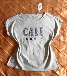 EDC ESPRIT OVERSIZE SHIRT GRAU MELIERT CALIFORNIA SCHMUCKSTEINEN PRINT L 40 NEU - Bild 1 von 10