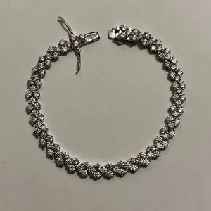 HSN Sterling Silver Crystal Tennis Bracelet - Picture 1 of 2