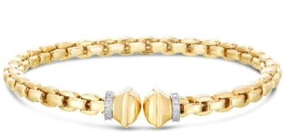 Brazalete brazalete de diamantes naturales de 0,24 quilates con eslabones de caja redondeados de 5 mm de oro amarillo de 14 k 14 gramos Foto 1 de 4