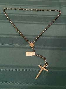Knights Of Columbus schwarzer Rosenkranz gesegnet vom Obersten Kaplan in Italien Vintage 21 Zoll - Bild 1 von 8