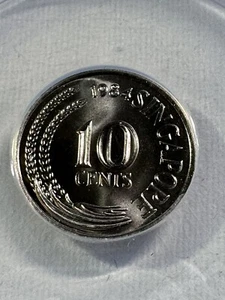 1984 Singapore 10 Cents Graded MS 68 by ANACS - Picture 1 of 4