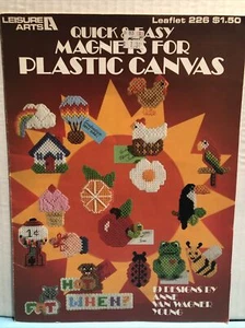 Vintage Leisure Arts Craft Leaflet #226 Quick & Easy Magnets for Plastic Canvas - Picture 1 of 4