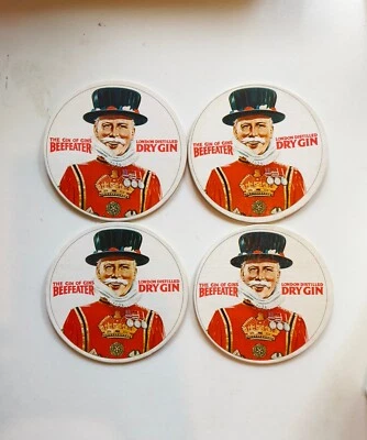Juego De Colección De 4 Posavasos Beefeater Dry Gin Bar, 4", Comedor Bar Restaurante, Raro Foto 1 de 4