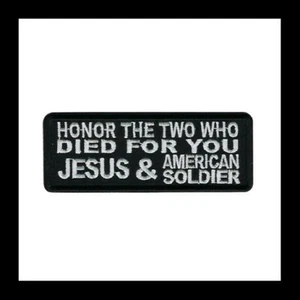HONOR THE 2 WHO DIE FOR YOU JESUS & THE AMERICAN SOLDAT HUT PATCH MILITARY NEU - Bild 1 von 1