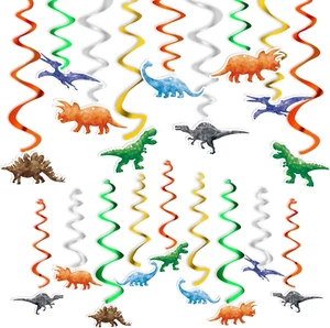 Watercolor Dinosaur Hanging Swirl - 24PCS Dinosaur Party Decorations for Boys Ki - Picture 1 of 8