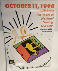 Vintage National Coming Out Day Poster Menschenrechtskampagne 1998 1990er Jahre LGBTQ - Bild 1 von 4