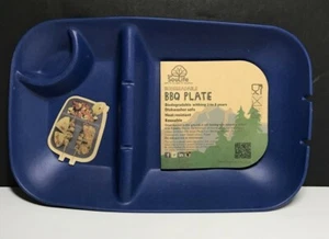 Eco SouLife Reusable Biodegradable Bamboo Plate BBQ Made From Plants Blue NEW - Picture 1 of 9