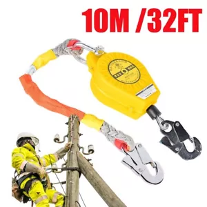 10m Self Retracting Lifeline Lanyard Fall Arrester Protection+Hook Rope 330lbs - Picture 1 of 13
