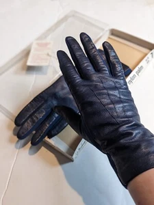 Vintage St Michael Blue Leather Pittards Stretch Gloves Boxed Size 7 Small 70s - Picture 1 of 6