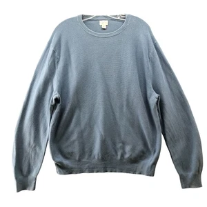 J. Crew Cotton Crew Crewneck Sweater Herren XL Strumpfbandstich Blau Pullover - Bild 1 von 9