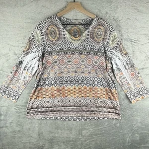 Camicia Jess & Jane donna XL astratta manica 3/4 arte artistica da indossare geometrica - Foto 1 di 11