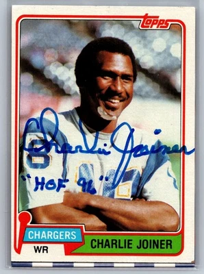 Charlie Joiner 1981 Topps #496 en tarjeta automática San Diego Chargers Salón de la fama Foto 1 de 2