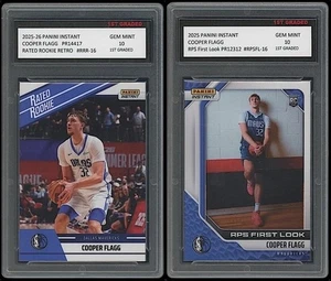 Tarjeta de novato Cooper Flagg 2025 Panini instantánea clasificación NBA retro/RPS 2 primer grado 10 - Imagen 1 de 1