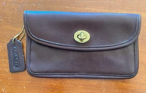 Rare Vintage Coach Brown Leather Turnlock Case #7171 Clutch Pouch EUC - Picture 1 of 9