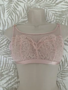 Soma Women Size Large Bra Pink Sheer Lace Mesh Bralette Mixed Media 102301 - Picture 1 of 6