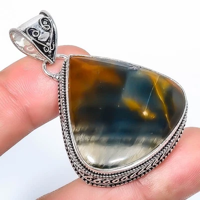 Piedra de sangre natural - Colgante África enchapado en plata joyería bellas artes 1,95" M1574 Foto 1 de 3