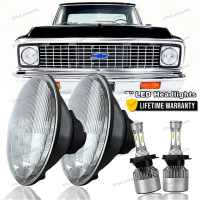 Par de faros LED redondos de 7 pulgadas aprobados por el DOT lámpara alta/baja para Chevy C10 1967-1972 Foto 1 de 4