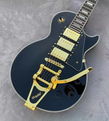 Custom Electric Guitar Bone Nut Glossy Black Finished 3H Gold Tremolo Solid Body - Image 1 of 4