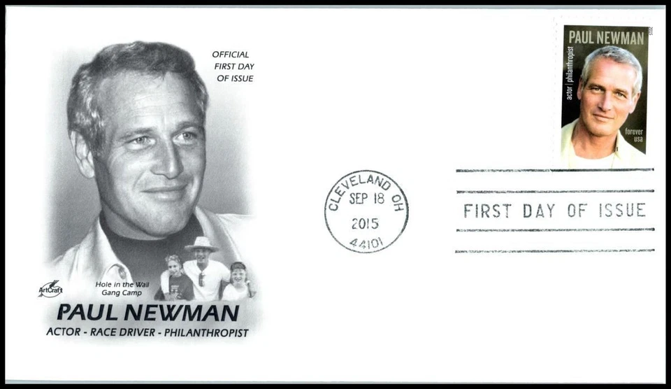 2015 Paul Newman Sc 5020 FDC ArtCraft actor humanitarian Indy car driver - Image 1 of 1