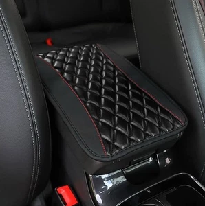 Car Center Console Cushion Pad Black Leather Armrest Cover Universal Protector - Bild 1 von 3