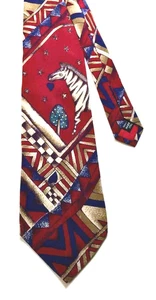 Corbata KENNETH COLE Seda Geométrica Cebra Roja Beige Azul Clásica Unisex - Imagen 1 de 6