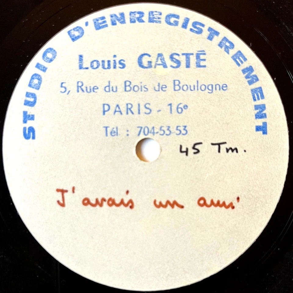 Jeanne Moreau 7" Acetate 1966 J'Avais Un Ami - Tout Morose - Image 1 of 4