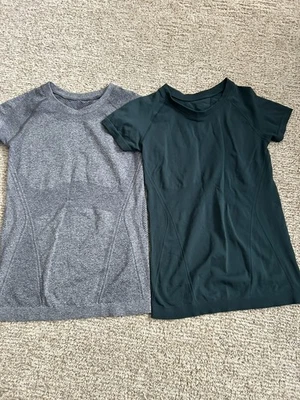 Lote de 2 camisetas sin costuras Athleta XXS Momentum - grises, verdes - ¡NUEVAS SIN ETIQUETAS! Foto 1 de 2