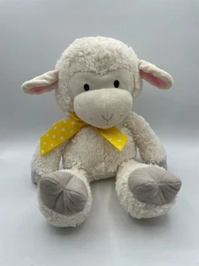 Animal Adventure 2021 White Lamb Sheep 16" Stuffed Animal Yellow Polka Dot Bow - Picture 1 of 11