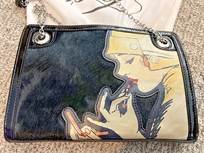 De colección Brighton Cuero Negro Con Pelo de Becerro y Glamour Niña Frontal, Correa de Cadena Nuevo Sin Etiquetas Foto 1 de 4