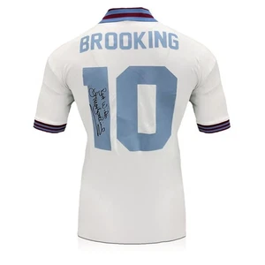 Maglia calcio Trevor Brooking Back firmata 1980 West Ham FA Cup finale - Foto 1 di 4