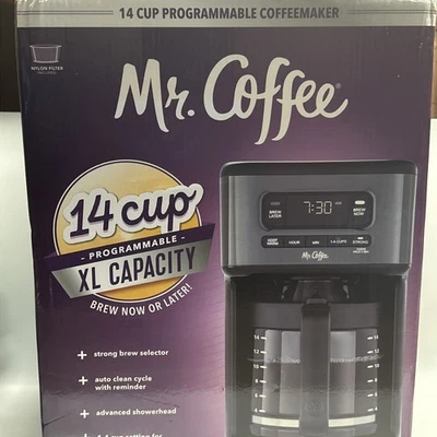  Mr. Coffee 14 Cup XL Capacity Programmable Coffee Maker Stainless Steel.  New - Image 1 of 4