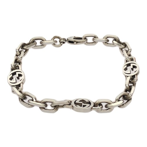 Y0705 Bracciale Gucci Incastro G Argento 925 19 6g Accessori