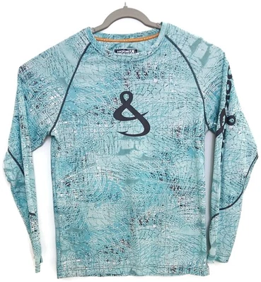 Camisa Hook & Tackle Para Hombre Pequeña Azul UPF 50 Protección Solar Rendimiento de Pesca Foto 1 de 4