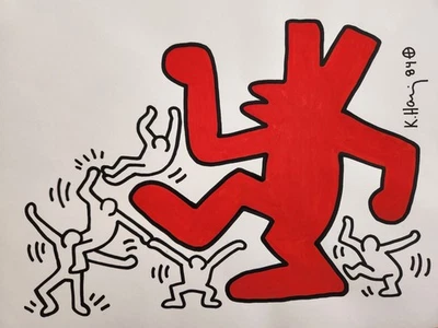 Keith Haring BAILE ANIMADO, calidad, litografía firmada impresa en papel pesado Foto 1 de 2