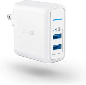 Anker Elite Dual Port 24W Wall Charger, PowerIQ and Foldable Plug A2023 - WHITE - Picture 1 of 5