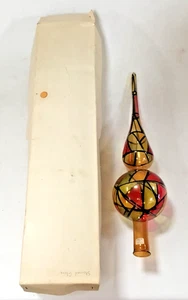 Very Pretty 13” Vintage Stained Glass Looking Tree Topper w/ Box Made In Italy - Picture 1 of 13