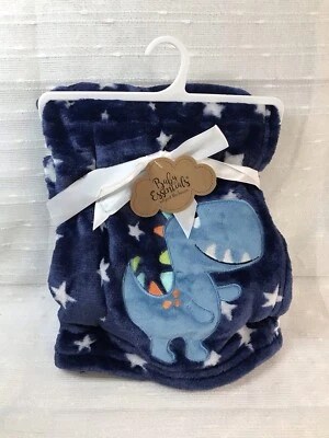Cobertor Baby Essentials dinossauro azul marinho branco estrelas 2020 AD Sutton & Sons NOVO - Imagem 1 de 4
