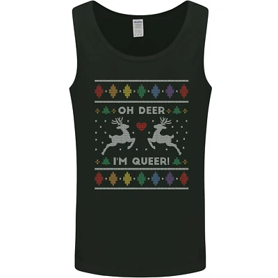 Christmas LGBT Oh Deer Im Queer Gay Pride Mens Vest Tank Top - Image 1 of 4