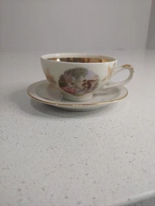 Vintage Zeh Scherzer cream gold trim floral Demitasse Tea Cup & Saucer C - Picture 1 of 12