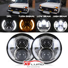 7'Inch Led Headlight Hi/Low Beam Halo Angel Eye Light For Jeep Wrangler Jk Jl Tj